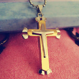 Religious Three Stacks Cross Pendant Necklace