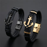 Anchor Buckle Multilayer Braided Leather Bracelet