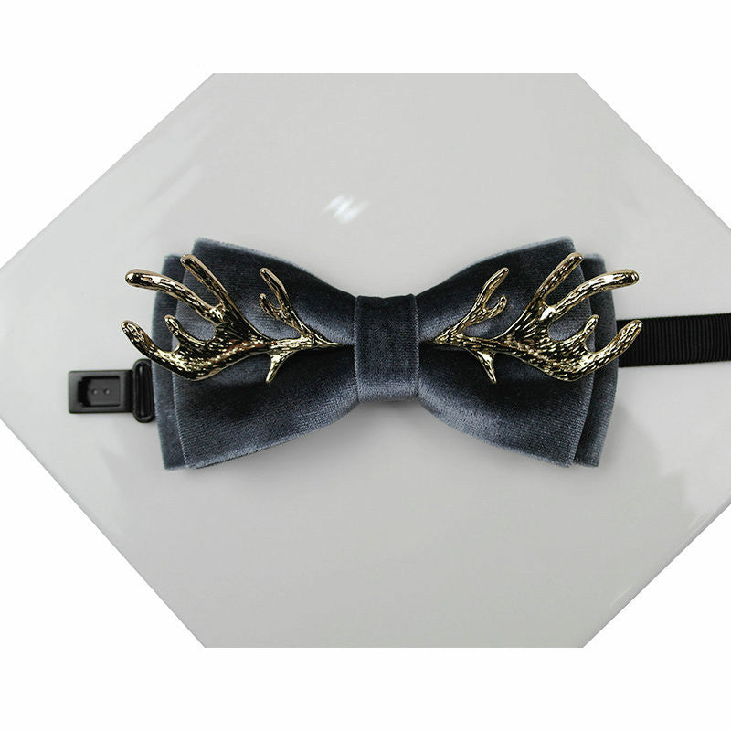 Antlers Decoration Velvet Bow Tie