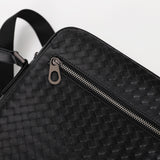 Woven Pattern Leather Messenger Bag