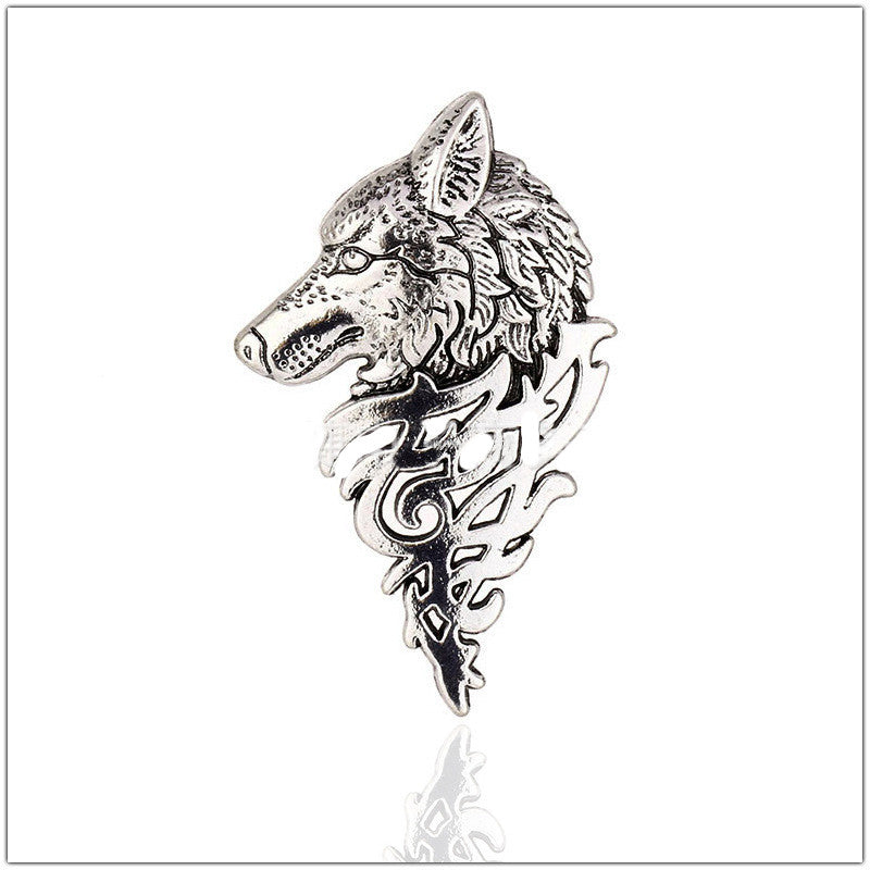 Broche de aleación de cabeza de lobo hueco