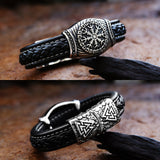 Bracelet en cuir en acier en titane sculpté viking