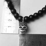 Obsidian Bead and Skull Necklace