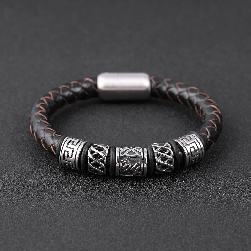 Bracelet en cuir ethnique tissé
