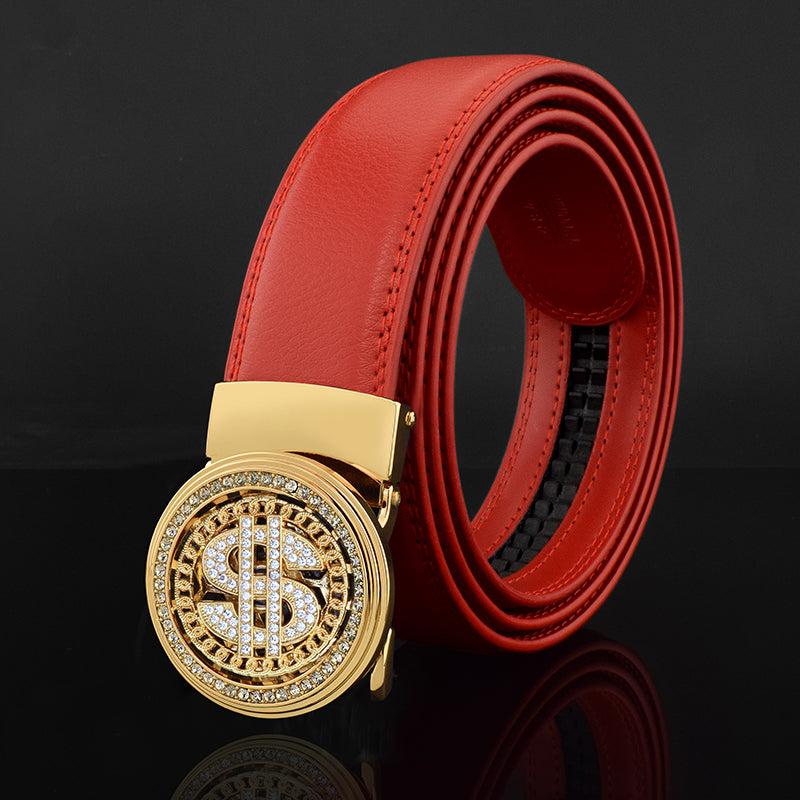 Luxury Rhinestone Buckle Dollars Pattern Belt