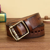 Handmade Cowhide Leather Pure Copper Buckle Belt