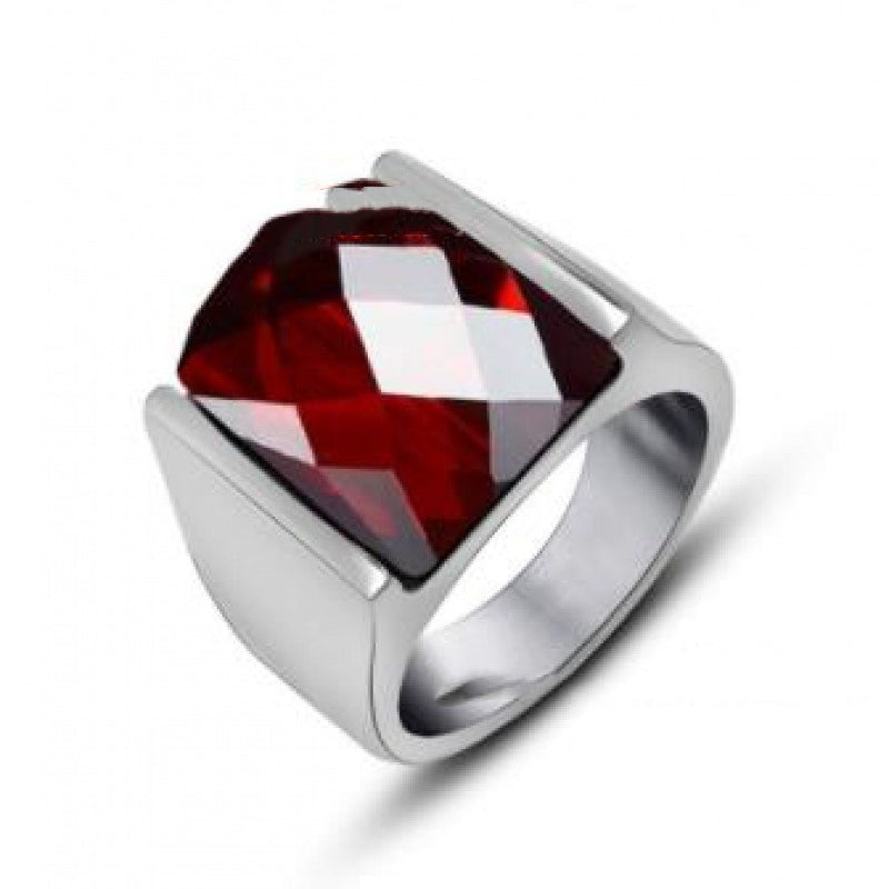 Retro Gemstone Men's Titanium Steel Ring