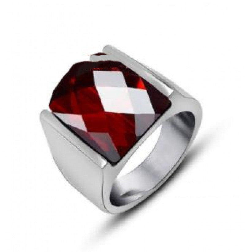 Retro Gemstone Men's Titanium Steel Ring