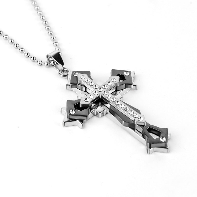 Collier de chaîne en acier inoxydable croix