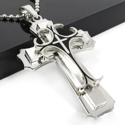 Collier de chaîne en acier inoxydable croix