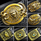 Cinturón de cuero con hebilla de animal geométrico vintage