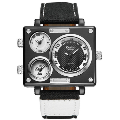 Double Movement Canvas Strap Square Watch