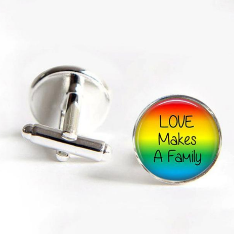 Rainbow Pride Style Round Cufflinks