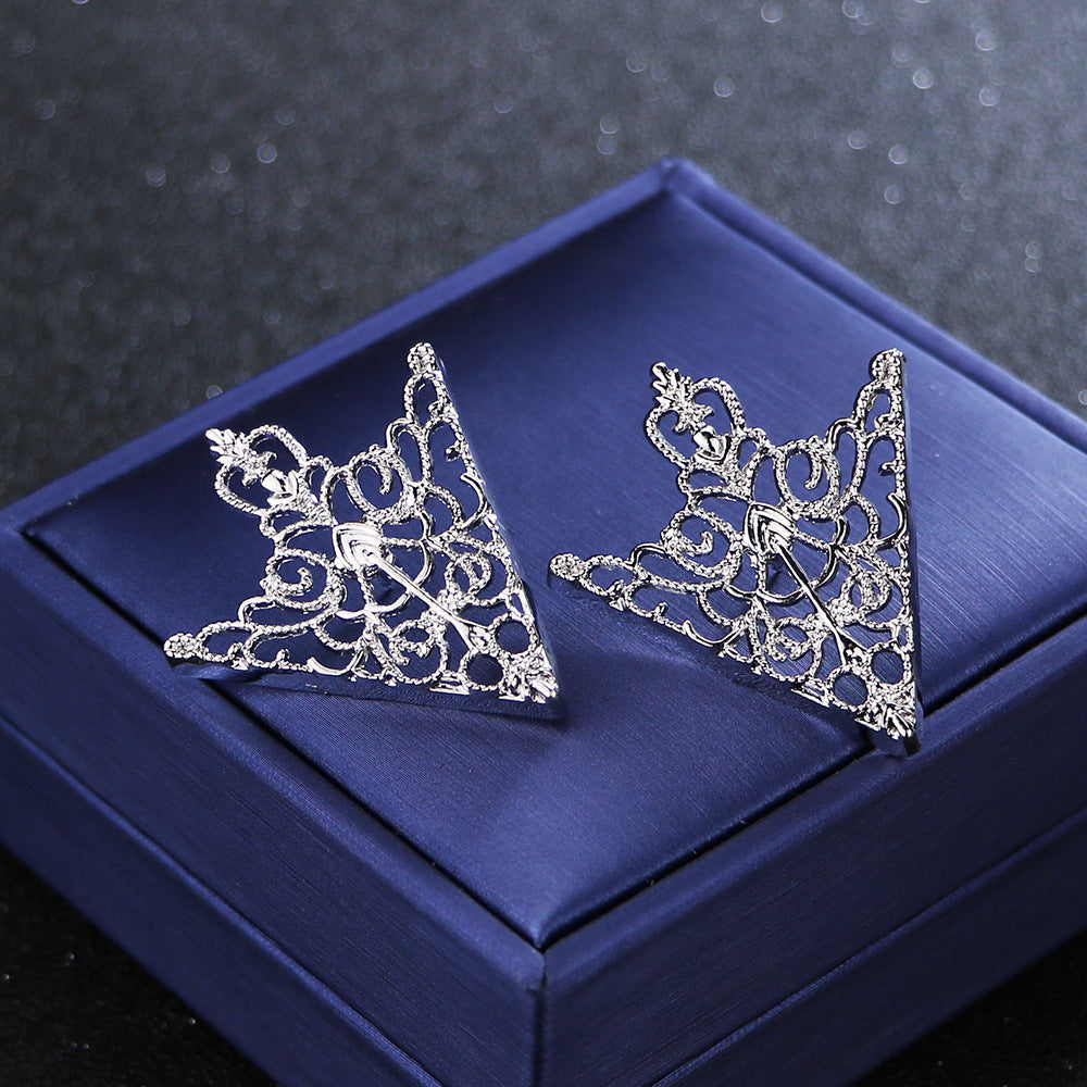 Luxury Alloy Geometric Triangle Collar Brooch