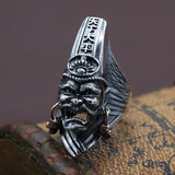 Retro King Of Chinese Adjustable Sterling Silver Ring