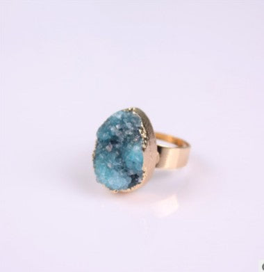 Natural Stone Agate Crystal Bud Ring