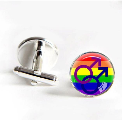 Rainbow Pride Style Round Cufflinks