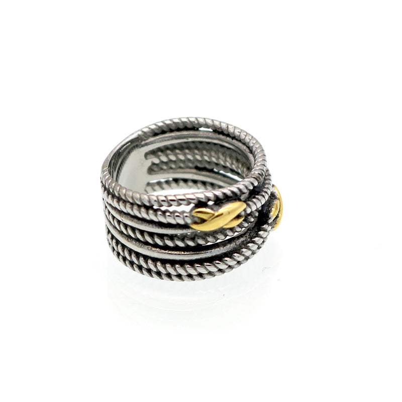 Cincin vintage twist multi -lapisan