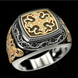 Geometric Ornamental Engraved Alloy Ring