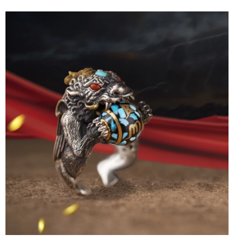 Richesse ethnique Fu Dogs Ring
