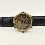 Vintage Hexagon Shaped Cowhide Strap Watch