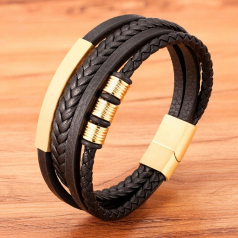 Multi Strap Style Leather Bracelet