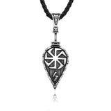 Viking Rune Leaf Stainless Steel Pendant