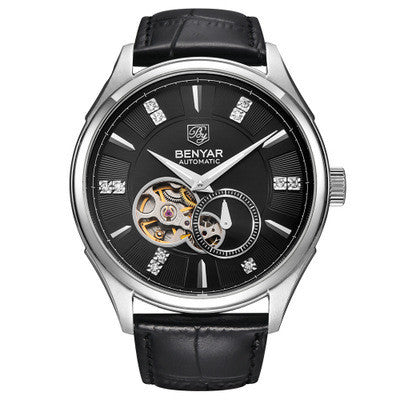 Détails de strass élégants montre en cuir rond
