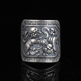 ジオメトリック ライオン ボール スターリングシルバー リング