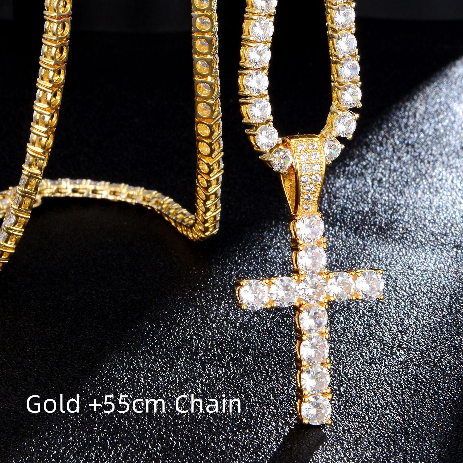 Luxury Rhinestone Cross Pendant Necklace