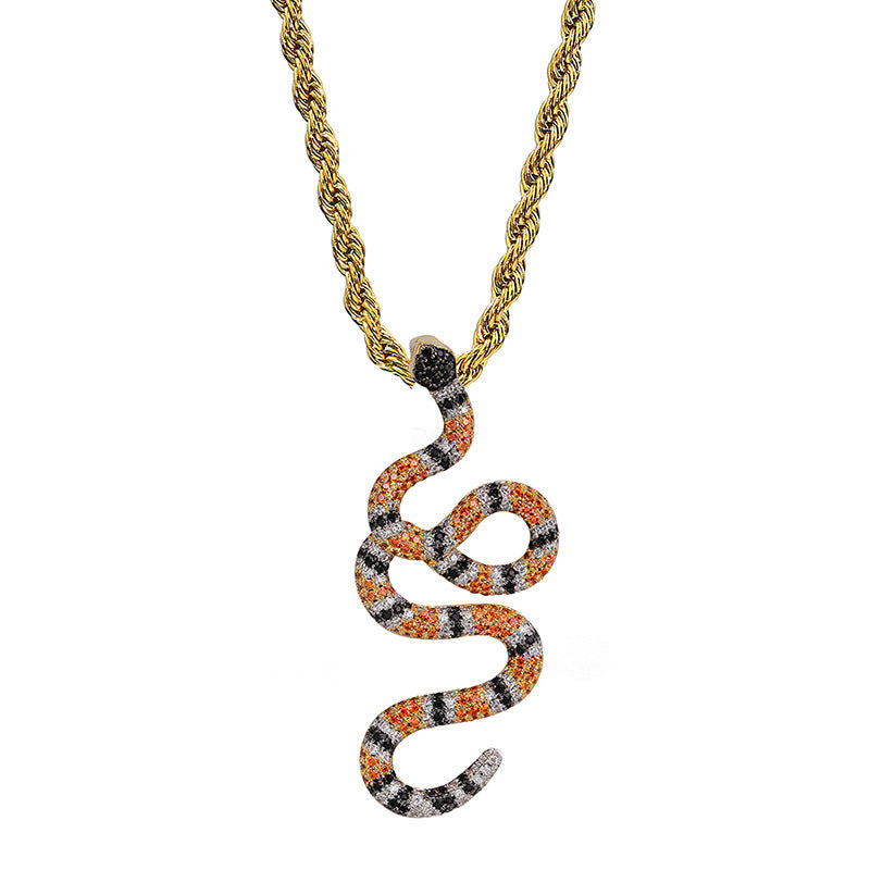 Full Rhinestone Snake Style Pendant