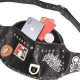 Patchwork And Spike Rivet Decorated Crossbody Bag