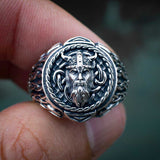 Retro Viking Head Graved Copper Ring