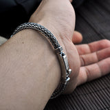Geometric Pendant Silver Chain Bracelet