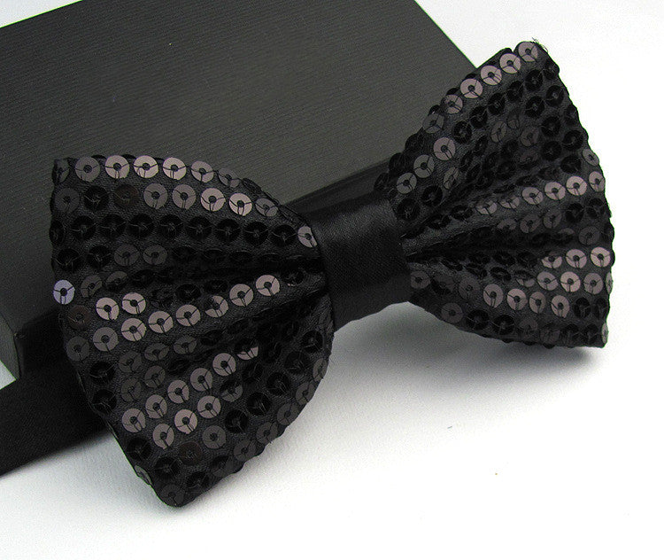 Bright Solid Sequined Bow Tie