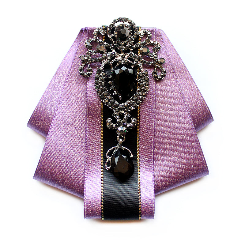 Vintage Applique Black Line Ribbon Tie