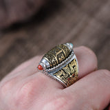 Vintage Golden Rotatable Mantra Ring