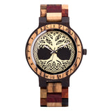 Geometric Tree Face Wooden Quartz Watch