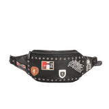 Patchwork And Spike Rivet Decorated Crossbody Bag