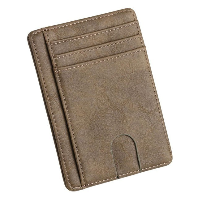 Minimalist Solid Color PU Leather Card Wallet