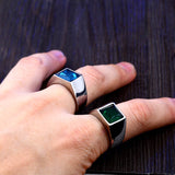 Simple Square Gemstone Stainless Steel Ring