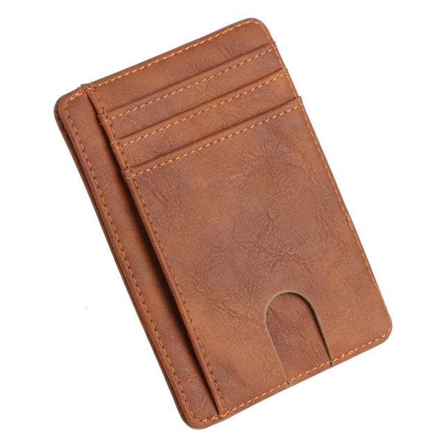 Minimalist Solid Color PU Leather Card Wallet