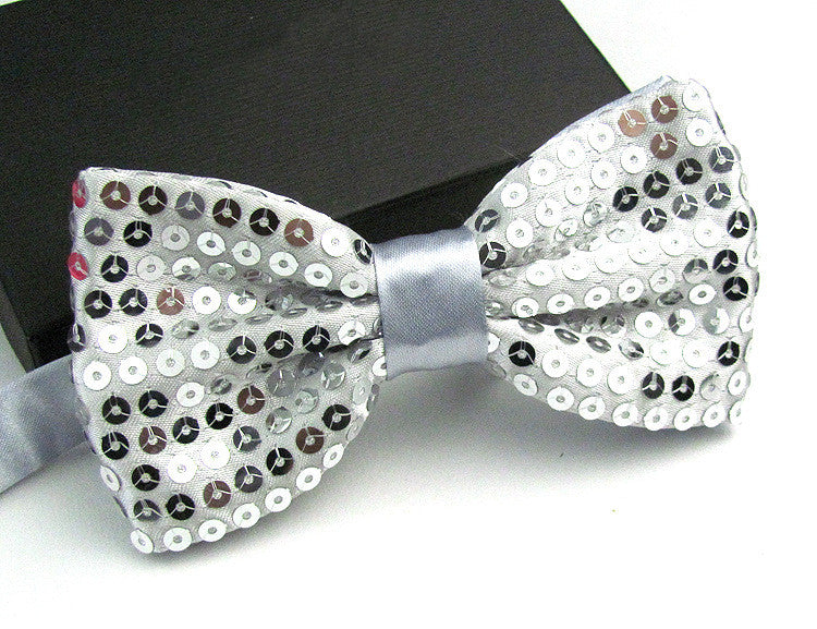 Bright Solid Sequined Bow Tie