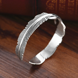 Silver Double Feather Cuff Bracelet