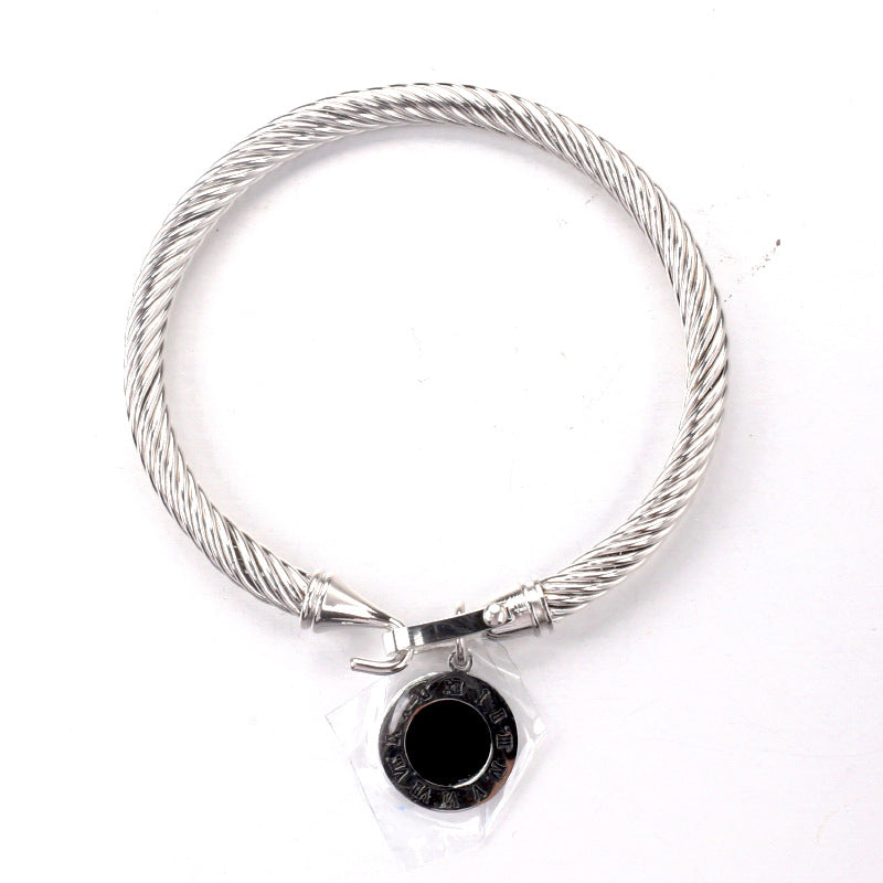 Pulsera de acero inoxidable con hebilla de temporizador griego vintage