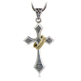 Religious Crossed Ring Cross Pendant