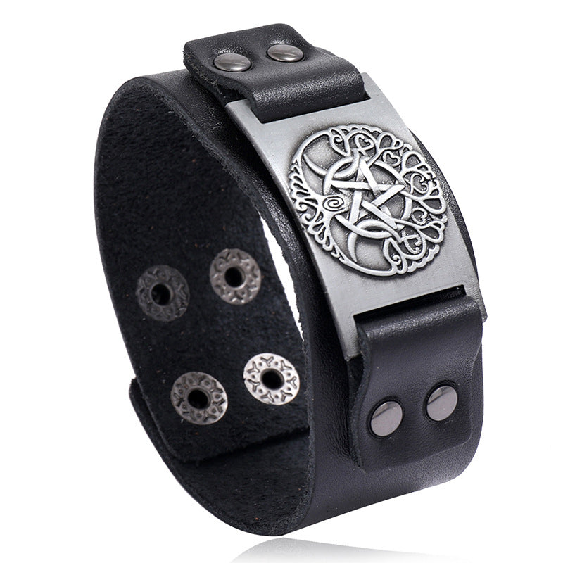 Pulsera de lobo de piel de vaca vikinga nórdica
