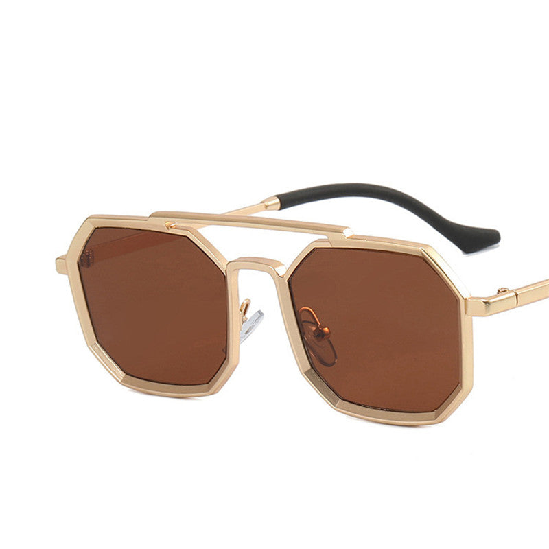 Retro Polygonal Double Bridge Sunglasses