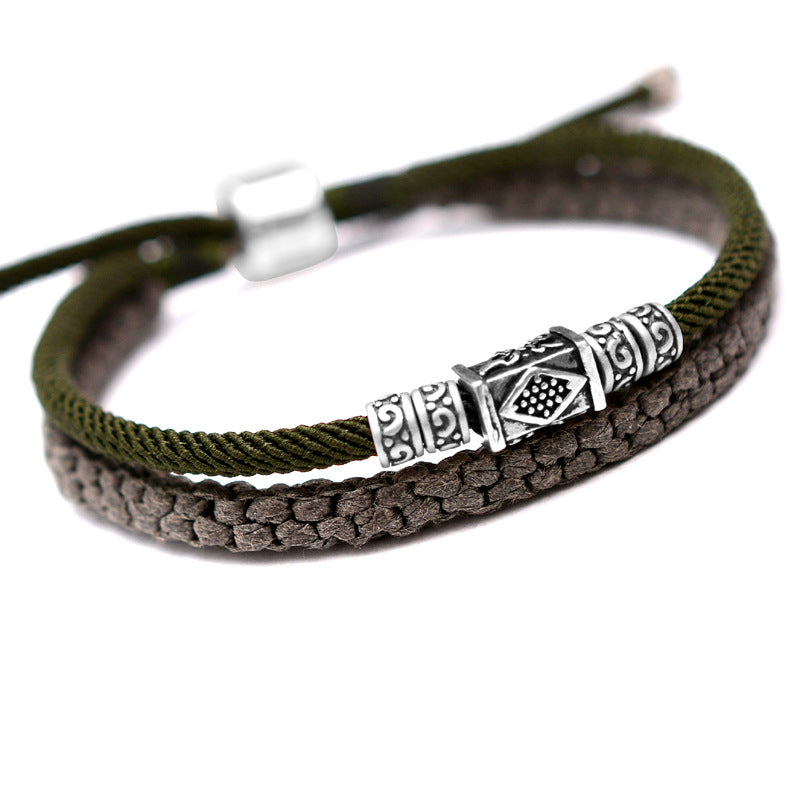 Pulsera de nudo de cuerda tejida retro