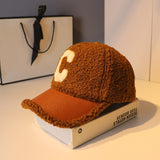 C Letter Lamb Wool with Leather Cap